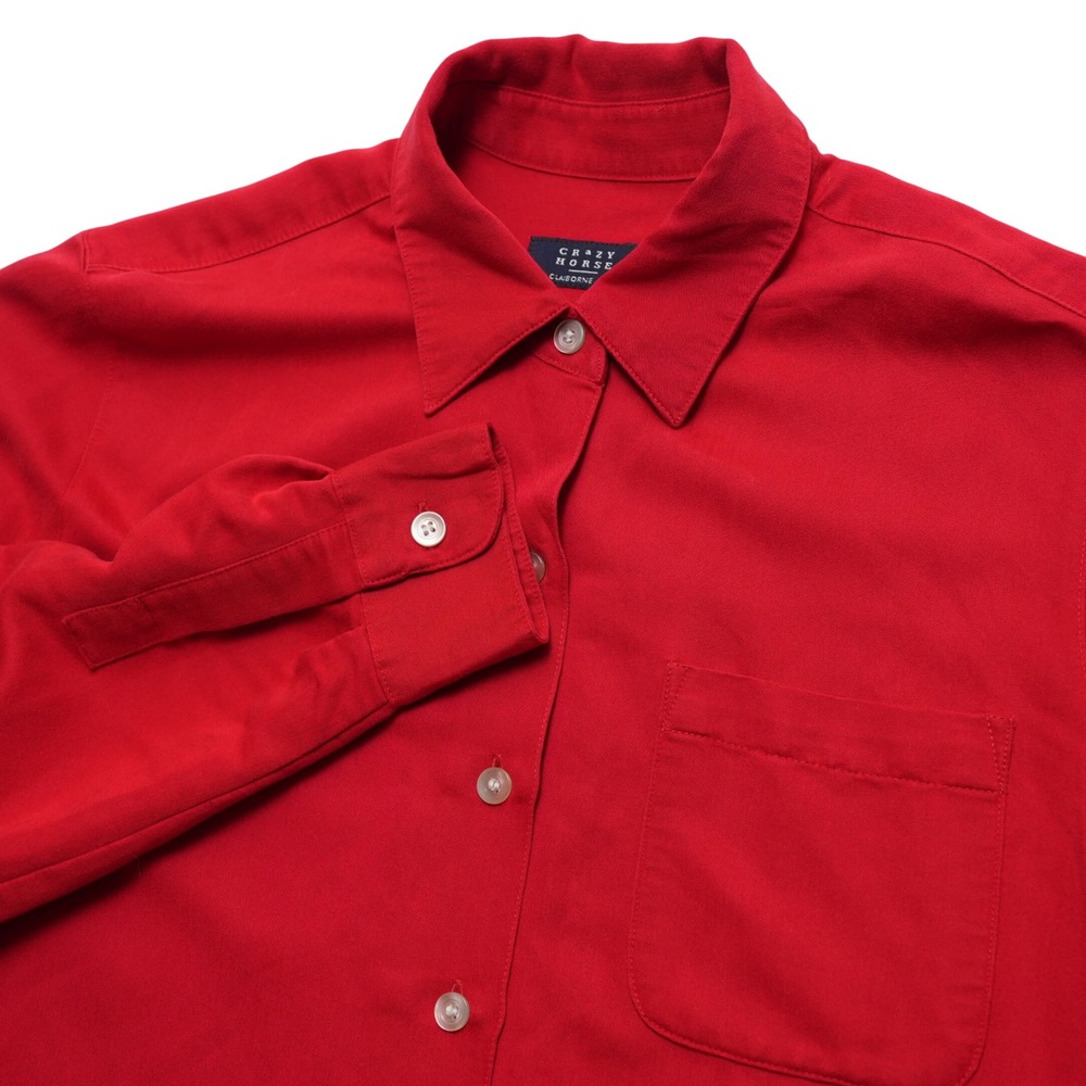 Crazy Horse Womens Medium Red Career Button Up Office Casual Shirt